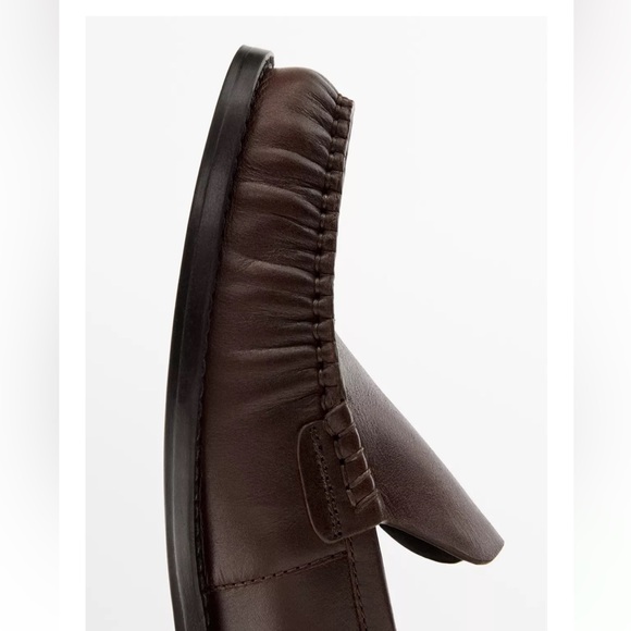 Massimo Dutti Gathered Leather Loafers NWB Size 7 1/2